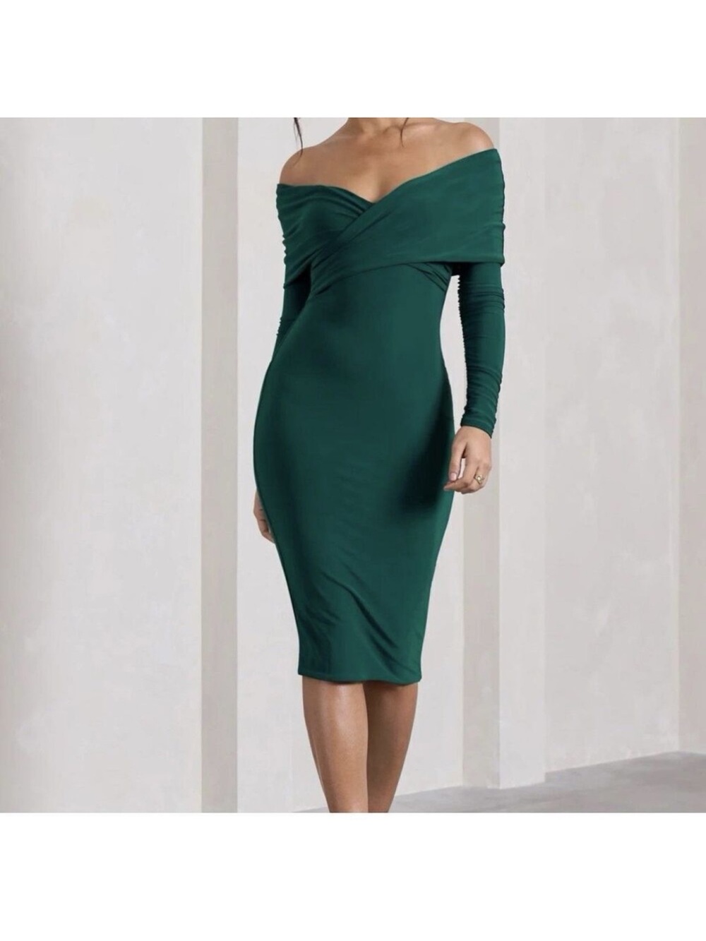Club L London Off the Shoulder Green Dress US Size 6